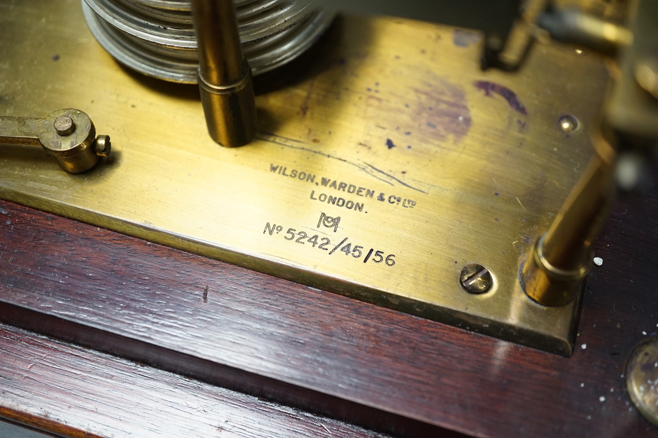 A mahogany cased barograph, 31cms wide x 20cms high